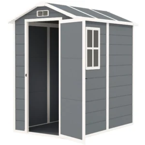 Tuinhuis 2,1m², waterdicht tuinhuisje met bodem schuurdak, 131x186x198/172 cm, gereedschapsschuur met afsluitbare deur, venster fietsgarage, tuinkast van aluminium, voor achtertuin, tuin, grijs 1