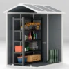 Tuinhuis 2,1m², waterdicht tuinhuisje met bodem schuurdak, 131x186x198/172 cm, gereedschapsschuur met afsluitbare deur, venster fietsgarage, tuinkast van aluminium, voor achtertuin, tuin, grijs 10