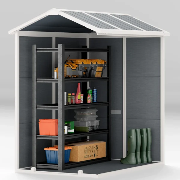 Tuinhuis 2,1m², waterdicht tuinhuisje met bodem schuurdak, 131x186x198/172 cm, gereedschapsschuur met afsluitbare deur, venster fietsgarage, tuinkast van aluminium, voor achtertuin, tuin, grijs 10