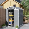 Tuinhuis 2,1m², waterdicht tuinhuisje met bodem schuurdak, 131x186x198/172 cm, gereedschapsschuur met afsluitbare deur, venster fietsgarage, tuinkast van aluminium, voor achtertuin, tuin, grijs 2