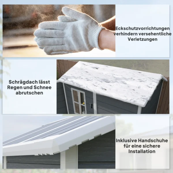 Tuinhuis 2,1m², waterdicht tuinhuisje met bodem schuurdak, 131x186x198/172 cm, gereedschapsschuur met afsluitbare deur, venster fietsgarage, tuinkast van aluminium, voor achtertuin, tuin, grijs 9