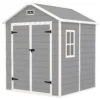 Tuinhuis 2,4m², waterdicht tuinhuis met vloer en lessenaarsdak, 182x151x219/181 cm, tuinschuur met afsluitbare deur, venster fietsgarage, tuinkast van aluminium, voor achtertuin, tuin, grijs 1