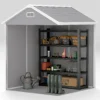 Tuinhuis 2,4m², waterdicht tuinhuis met vloer en lessenaarsdak, 182x151x219/181 cm, tuinschuur met afsluitbare deur, venster fietsgarage, tuinkast van aluminium, voor achtertuin, tuin, grijs 10