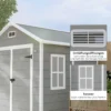 Tuinhuis 2,4m², waterdicht tuinhuis met vloer en lessenaarsdak, 182x151x219/181 cm, tuinschuur met afsluitbare deur, venster fietsgarage, tuinkast van aluminium, voor achtertuin, tuin, grijs 7