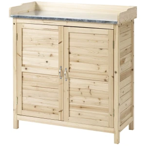 Tuinkast, planttafel met onderkast, hout, gereedschapskast met 2 planken, gereedschapsschuur, tuinschuur, natuur 1