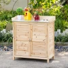 Tuinkast, planttafel met onderkast, hout, gereedschapskast met 2 planken, gereedschapsschuur, tuinschuur, natuur 2