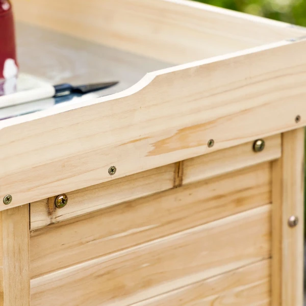 Tuinkast, planttafel met onderkast, hout, gereedschapskast met 2 planken, gereedschapsschuur, tuinschuur, natuur 7