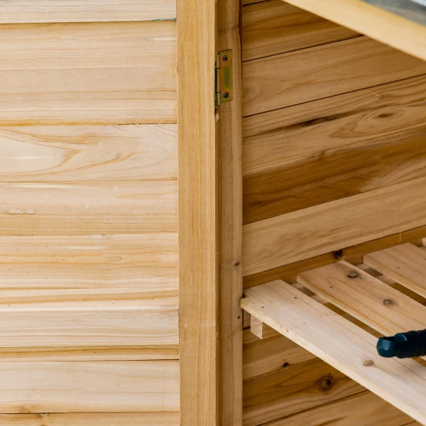 Tuinkast, planttafel met onderkast, hout, gereedschapskast met 2 planken, gereedschapsschuur, tuinschuur, natuur 8