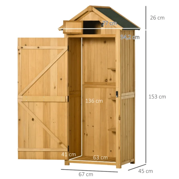 Tuinkast tuinhuis gereedschapshuis gereedschapsschuur met planken asfaltdak venster hout geel+groen 77 x 54,2 x 179 cm 4