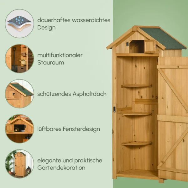 Tuinkast tuinhuis gereedschapshuis gereedschapsschuur met planken asfaltdak venster hout geel+groen 77 x 54,2 x 179 cm 8