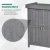 Tuinkast weerbestendige gereedschapskast van sparrenhout, dubbele deur, 2 vakken, donkergrijs, 74x43x88cm 6