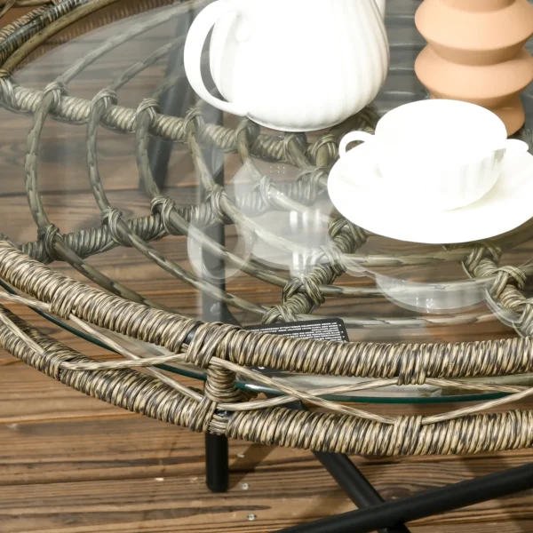 Tuinmeubelset 5 delig rattan zitgroep met kussens 2 stoelen 2 salontafels 1 dubbele sofa balkonmeubilair in boho stijl voor 4 personen alu bruin 10