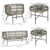 Tuinmeubelset 5 delig rattan zitgroep met kussens 2 stoelen 2 salontafels 1 dubbele sofa balkonmeubilair in boho stijl voor 4 personen alu bruin 4