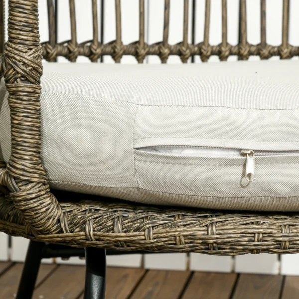 Tuinmeubelset 5 delig rattan zitgroep met kussens 2 stoelen 2 salontafels 1 dubbele sofa balkonmeubilair in boho stijl voor 4 personen alu bruin 8