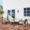 Tuinmeubelset voor 4 personen weerbestendige balkonmeubelset met 2 zits sofa, stoel zitkussen bijzettafel outdoor zitgroep terrasmeubelen tuinlounge voor tuin balkon lichtgrijs 10