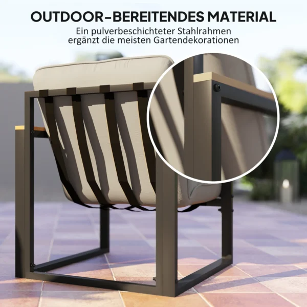 Tuinmeubelset voor 4 personen weerbestendige balkonmeubelset met 2 zits sofa, stoel zitkussen bijzettafel outdoor zitgroep terrasmeubelen tuinlounge voor tuin balkon lichtgrijs 6