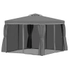 Tuinpaviljoen, 2,96 x 2,96 m, met dubbel dak, 4 zijpanelen muggennet, feesttent partytent aluminium polyester 10