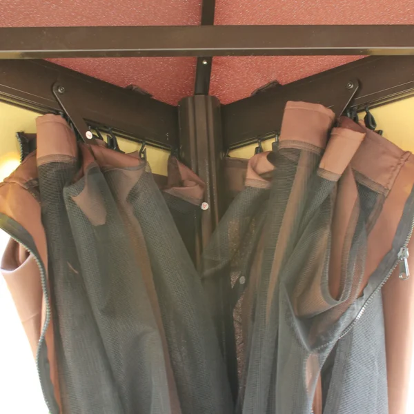 Tuinpaviljoen 390 x 290 x 280 cm met 4 zijpanelen, weerbestendige tuintent feesttent met muskietennet van aluminium en polyester 10