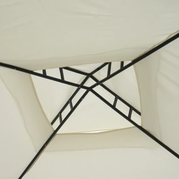 Tuinpaviljoen 3x3m met 4 zijwanden, weerbestendige tuintent van metaal en polyester, crèmewit voor tuinfeesten 10