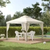 Tuinpaviljoen 3x3m met 4 zijwanden, weerbestendige tuintent van metaal en polyester, crèmewit voor tuinfeesten 2