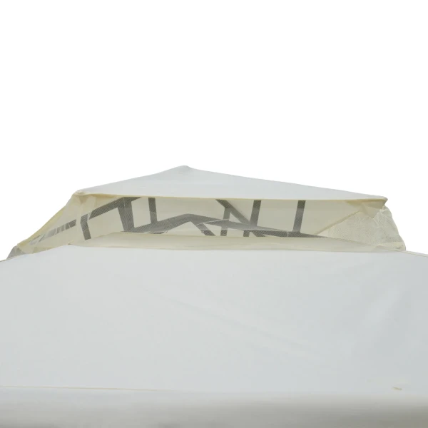 Tuinpaviljoen 3x3m met 4 zijwanden, weerbestendige tuintent van metaal en polyester, crèmewit voor tuinfeesten 9