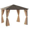 Tuinpaviljoen feesttent 4 x dubbele zijwanden lantaarnhaken alu + polyester brons+lichtbruin ca. 3 x 3 x 2,5 m 1
