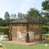 Tuinpaviljoen feesttent 4 x dubbele zijwanden lantaarnhaken alu + polyester brons+lichtbruin ca. 3 x 3 x 2,5 m 2