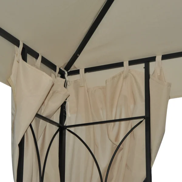Tuinpaviljoen paviljoen ca. 3 x 3 m dubbeldak partytent feesttent 4 x dubbel zijpanelen waterdicht uv bescherming metaal polyester crème 10