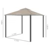 Tuinpaviljoen paviljoen ca. 3 x 3 m dubbeldak partytent feesttent 4 x dubbel zijpanelen waterdicht uv bescherming metaal polyester crème 4