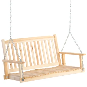 Tuinschommel voor 2 personen, schommelbank van massief hout, hangbank voor patio terras achtertuin, 117 x 69 x 60 cm, rustiek ontwerp 1