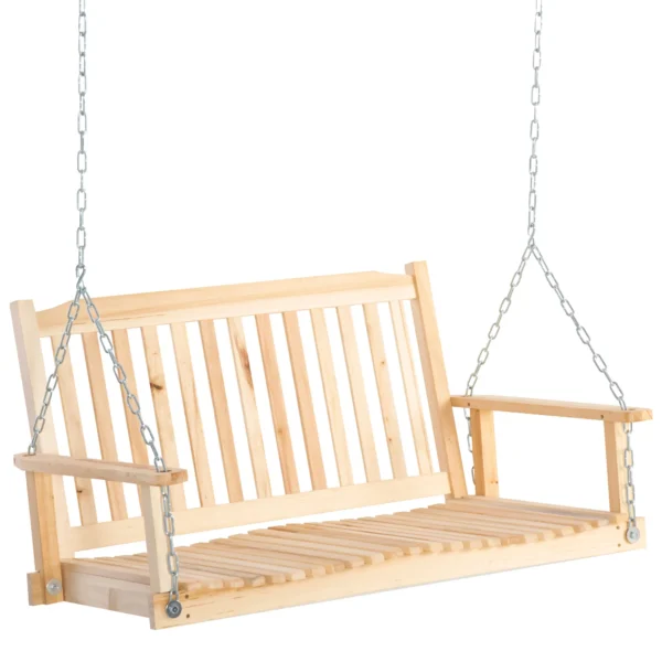 Tuinschommel voor 2 personen, schommelbank van massief hout, hangbank voor patio terras achtertuin, 117 x 69 x 60 cm, rustiek ontwerp 1