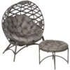 Tuinstoel 2 delige set 118 x 75 x 142 cm opvouwbare zitmand belastbare poten 2 in 1 kruk bijzettafel staal zand 1