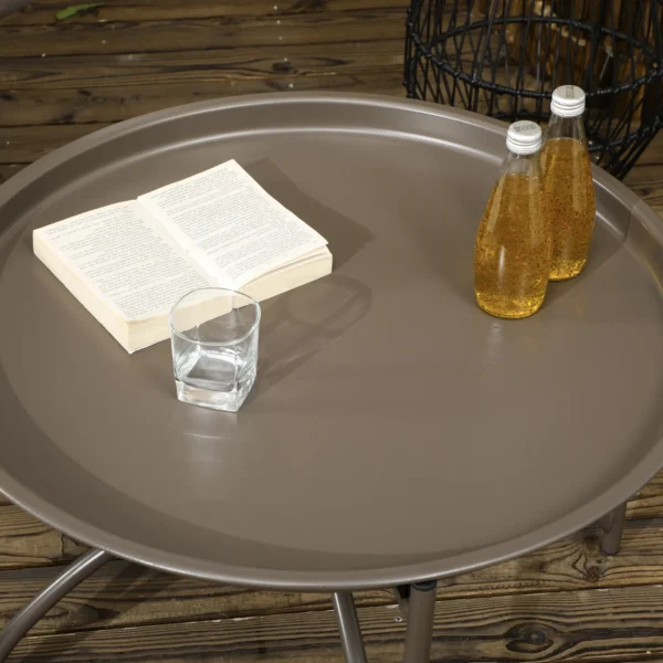 Tuinstoel 2 delige set 118 x 75 x 142 cm opvouwbare zitmand belastbare poten 2 in 1 kruk bijzettafel staal zand 10