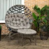 Tuinstoel 2 delige set 118 x 75 x 142 cm opvouwbare zitmand belastbare poten 2 in 1 kruk bijzettafel staal zand 2
