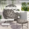 Tuinstoel 2 delige set 118 x 75 x 142 cm opvouwbare zitmand belastbare poten 2 in 1 kruk bijzettafel staal zand 8