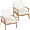 Tuinstoelen 2 delige set comfortabele tuinstoelen met kussens, gemaakt van populierenhout, voor balkon & tuin, 66x77,5x74,5 cm 10