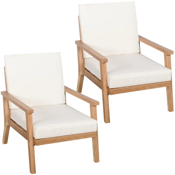 Tuinstoelen 2 delige set comfortabele tuinstoelen met kussens, gemaakt van populierenhout, voor balkon & tuin, 66x77,5x74,5 cm 10
