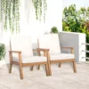 Tuinstoelen 2 delige set comfortabele tuinstoelen met kussens, gemaakt van populierenhout, voor balkon & tuin, 66x77,5x74,5 cm 2
