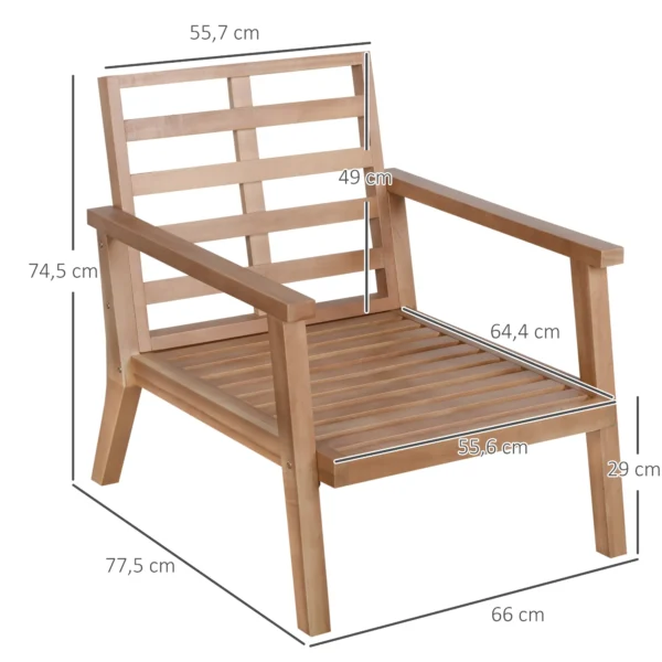 Tuinstoelen 2 delige set comfortabele tuinstoelen met kussens, gemaakt van populierenhout, voor balkon & tuin, 66x77,5x74,5 cm 4