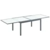 Tuintafel eettafel met gehard glazen blad 160 210 cm uitschuifbaar, aluminium, rechthoekig, grijs wit voor balkon & tuinmeubilair 1