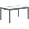 Tuintafel eettafel met gehard glazen blad 160 210 cm uitschuifbaar, aluminium, rechthoekig, grijs wit voor balkon & tuinmeubilair 10