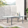 Tuintafel eettafel met gehard glazen blad 160 210 cm uitschuifbaar, aluminium, rechthoekig, grijs wit voor balkon & tuinmeubilair 2