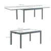 Tuintafel eettafel met gehard glazen blad 160 210 cm uitschuifbaar, aluminium, rechthoekig, grijs wit voor balkon & tuinmeubilair 4