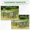 Tuintafel eettafel met gehard glazen blad 160 210 cm uitschuifbaar, aluminium, rechthoekig, grijs wit voor balkon & tuinmeubilair 5