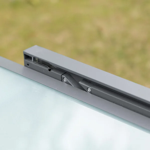 Tuintafel eettafel met gehard glazen blad 160 210 cm uitschuifbaar, aluminium, rechthoekig, grijs wit voor balkon & tuinmeubilair 8