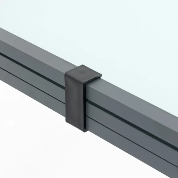 Tuintafel eettafel met gehard glazen blad 160 210 cm uitschuifbaar, aluminium, rechthoekig, grijs wit voor balkon & tuinmeubilair 9