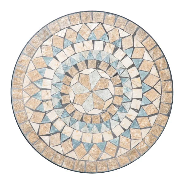Tuintafel mozaïektafel rond bistrotafel met keramiek mozaïekplaat in groen beige wit Ø60cm voor tuin balkon terras 10