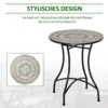 Tuintafel mozaïektafel rond bistrotafel met keramiek mozaïekplaat in groen beige wit Ø60cm voor tuin balkon terras 5