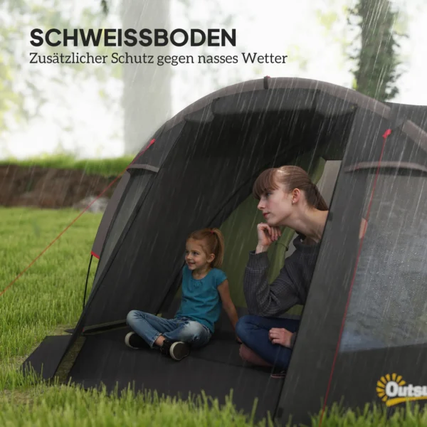 Tunnel tent voor 4 personen licht, stabiel waterdicht uv 50+ camping tent met luifel dubbele deur venster, grondzeil familie tent met 3000mm waterkolom tent voor camping reis trekking tuin 6