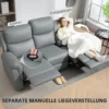 Tv fauteuil relaxfauteuil met ligfunctie, 3 zitsbank tv fauteuil met pocketvering, bioscoopstoel met dubbele ligstoel, voetensteun, snelle montage voor woonkamer, donkergrijs 5